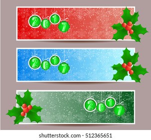 Three banners set for new year and Merry Christmas 