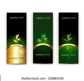 Three banners with sprouts tea on white background.