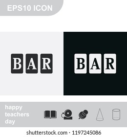 Three bar sign flat black and white vector icon.