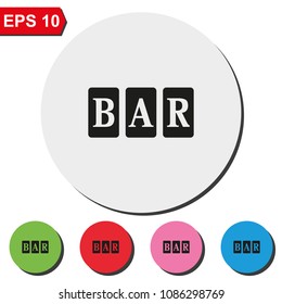 Three bar sign flat round colorful vector icon.