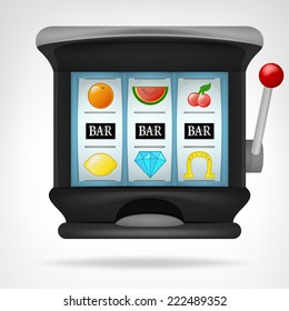 three bar winning sings on play machine object vector illustration