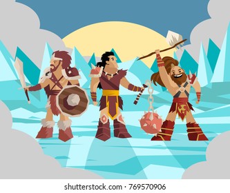 three barbarians in ice scene