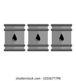 Three barrels of oil fuel. Flat style vector illustration on white background.