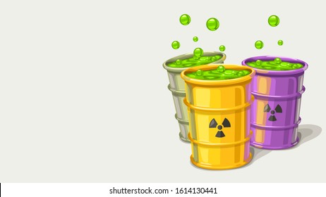 Three Barrels With Toxic Waste