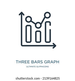 three bars graph thin line icon. data, diagram linear icons from ultimate glyphicons concept isolated outline sign. Vector illustration symbol element for web design and apps.