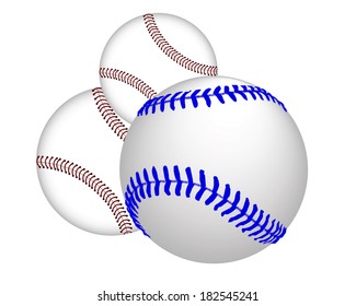 three baseball ball on a white background