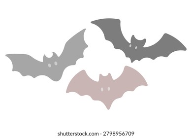 Three Bat Flying Animal Illustration
