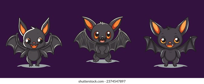 Three bat vector on Halloween