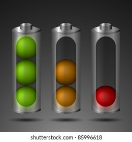 Three batteries with different energy level