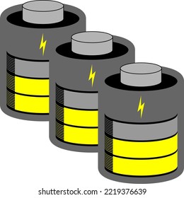 Three battery cells medium loaded with yellow status bar