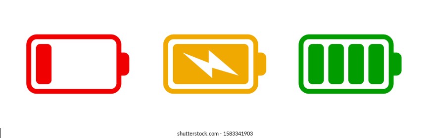 Three battery charge level indicator - vector