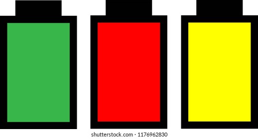 three battery charges, full medium and empty power, connection concept 