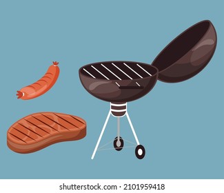iconos de juego de partes de tres bbq
