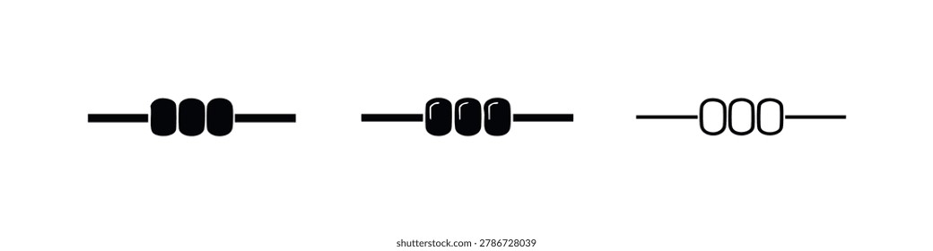 Three bead chain icons, solid, outlined, and filled outline