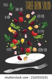 Three Bean salad. Vector illustration