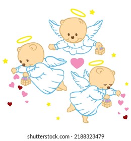 Three bear angels isolated icon