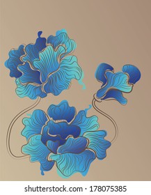 three beautiful blue striped flower