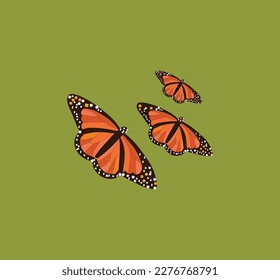 Three beautiful butterflies vector art work