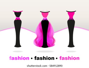 Three beautiful dresses. Vector illustration. 