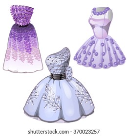 Three beautiful female dresses. Vector.