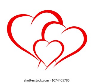 Three beautiful hearts - stock vector