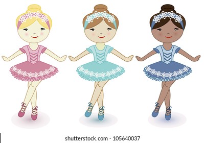 Three beautiful lovely girls of ballerinas