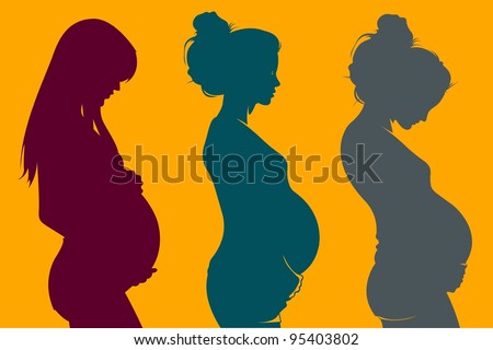 three beautiful pregnant woman silhouettes