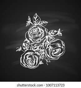 The three beautiful roses painted with love a white gel pen on black background