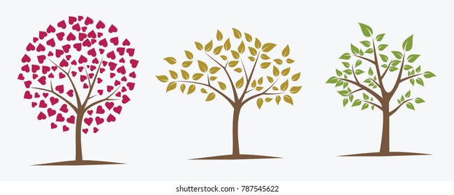 Three Beautiful Tree Design Illustration