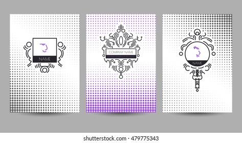 Three beautiful vector A4 template. Vintage frame. Background of the points. It can be used as a background for invitations, greeting cards, banners.