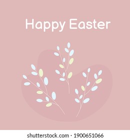 Three beautiful Willows on banner in flat style