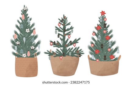 Three beautifully decorated Christmas trees