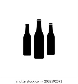 Three beer bottle icon circle background black color editable. Alcohol icon.