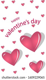 three big hearts with shadows, and decorated with small hearts with white background, eps 10