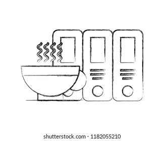 three binders office supply coffee cup
