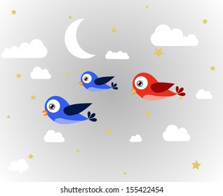 Three Birds Stock Vector (Royalty Free) 155422454 | Shutterstock