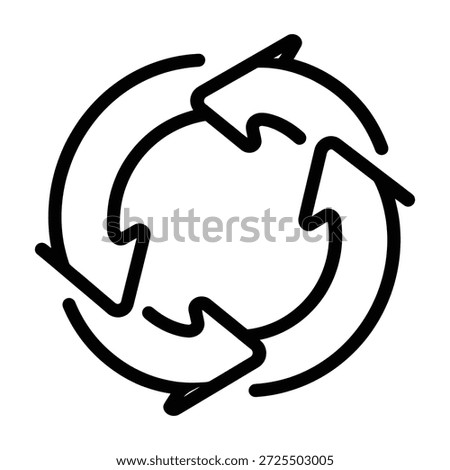 Three black arrows forming a circular refresh symbol recycle symbol circular arrows loop repeat desi