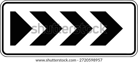Three black arrows pointing right on a white background with a black border direction