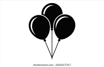 Tres globos negros simple icono gráfico