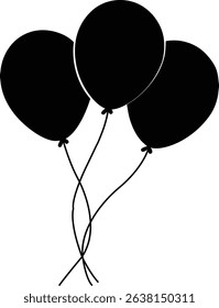 Three black balloons tied together for celebration or balloon fly on air