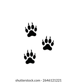 Three black bear paw prints on white background.