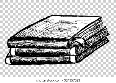 Three black Blank Books at transparent effect background
