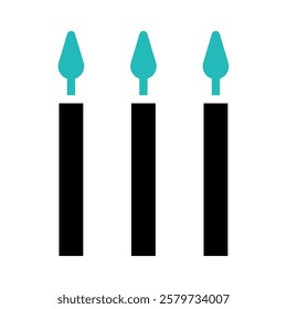 Three black candles with teal flame icon symbol