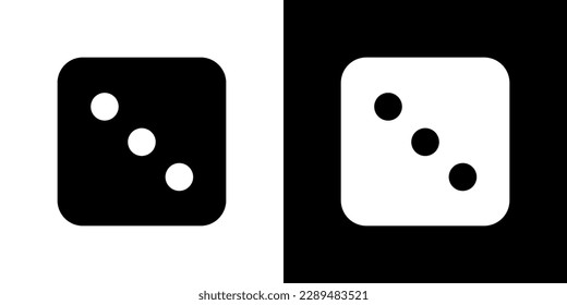 Tres. Señal de dados del casino negro. Reproduciendo ilustración vectorial de huesos. Icono del vector de dados.