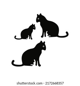 Three black cats vector logo 