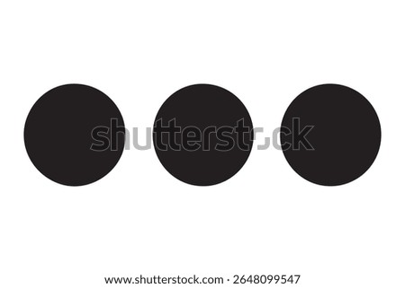 Three black circles aligned horizontally on a white background
