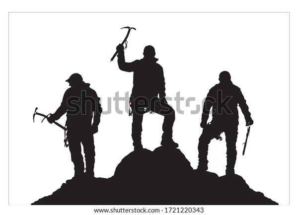 Three Black Climbers Ice Axe Hand Stock Vector (Royalty Free) 1721220343