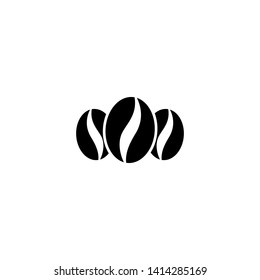 three black coffee beans icon. caffeine symbol. Flat vector illustration isolated on white background.