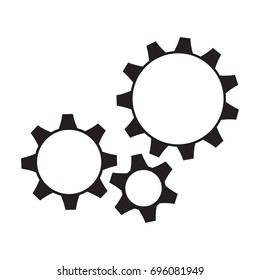 Three black cogwheel on white