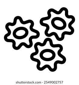 Three black cogwheels interlock and rotate, representing a complex mechanism working smoothly, symbolizing teamwork and collaboration